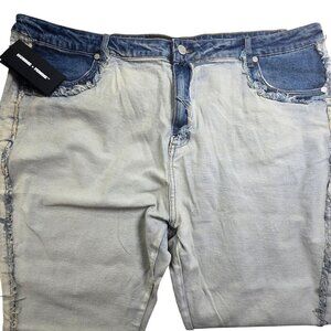Homme + Femme Light Wash Distressed Flared Jeans Size 44 98% Cotton 2% Lycra Uni